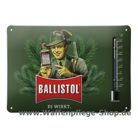Ballistol Blechschild mit Thermometer