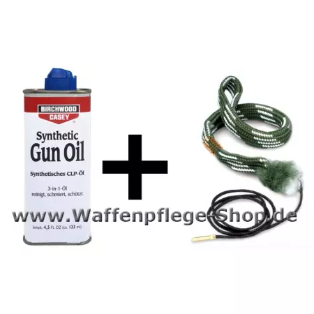 Hoppes BoreSnake und Birchwood Casey Waffenöl mit PTFE
