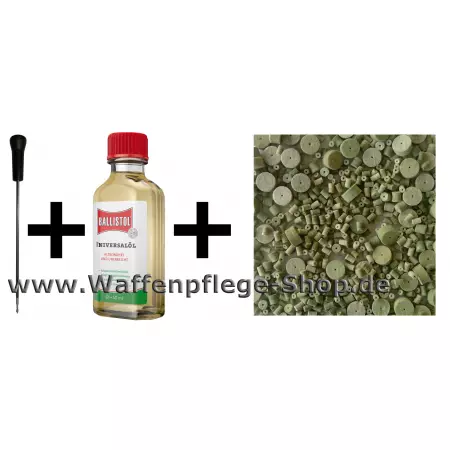 VFG Kurzwaffen Putzstock ab 7 mm und Superintensiv Trommelreiniger Filze und 50 ml Ballistol