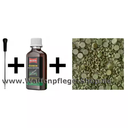 1-teiliger VFG Putzstock ab 7 mm und Superintensiv Laufreiniger Filze und 50 ml Gunex
