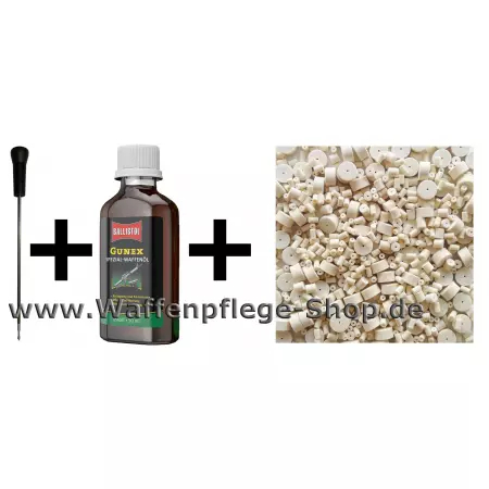 VFG Kurzwaffen Putzstock ab 7 mm und Laufreiniger Filze und 50 ml Gunex